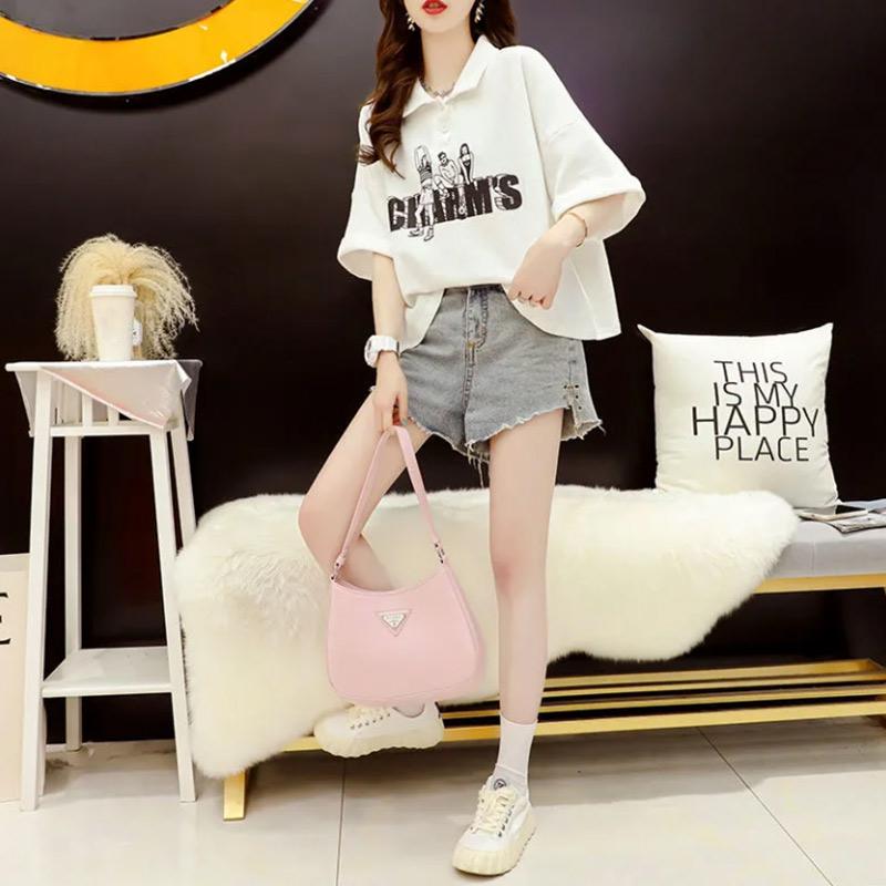 Fried Street Short Top Summer POLO Collar Large Size Loose Short Sleeve T-Shirt Ladies