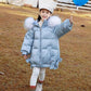 Winter Thickened All-match Big Children's White Duck Down Down Jacket Girls Mid-length Shiny Face Baby Girl Winter Thickened Children's Jacket