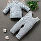 Baby Handmade Cotton-padded Clothes Washed Cotton Plaid Pure Cotton Children's Padded Jacket Cotton Trousers Suit Boys and Girls Autumn Winter Suits