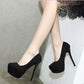 12cm Super High Heels Suede Sexy Nightclub Stiletto Single Shoes Women Ladies Platform Ankle Strap Wedding Shoes