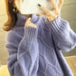 Autumn and Winter Clothes Loose Turtleneck Sweater Women's Twist Knit Split Bottoming Shirt Outer Wear
