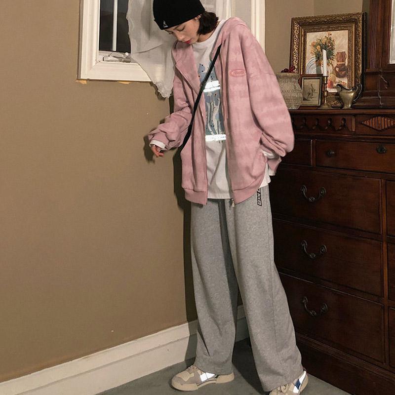Spring and Autumn Sweater Loose Casual Long-sleeved Cardigan Hooded Zipper Baseball Uniform Jacket Women