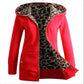 Hooded Thick Leopard Print Sweater Plus Velvet Plus Size Coat Women's Clothing