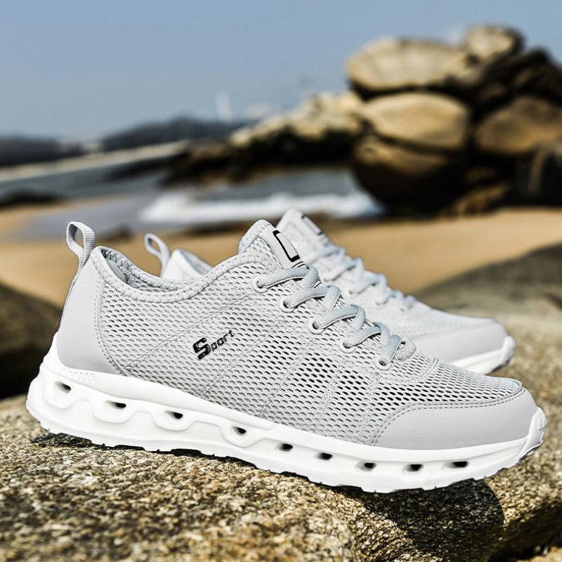 Men's Hollow Mesh Breathable Sneakers Lightweight Casual Non-Slip Sneaker Shoes