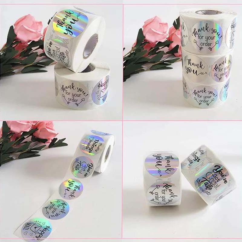 500 Sheets/roll Kraft Paper Round Sticker Thank You Label Sticky Note Baking Packaging Decoration Tasteless