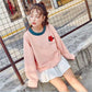 Autumn and Winter Thick Loose Round Neck Embroidery Knit Sweater Student Short Sweater Women