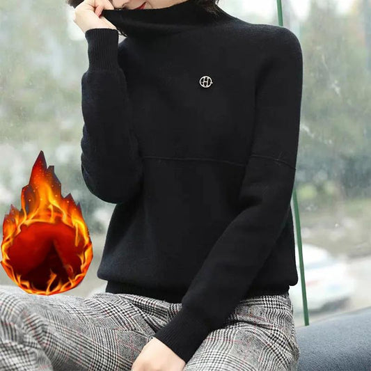 Plush Thick Sweater Women Loose Plus Size Knit Sweater Autumn Winter Plush All-in-one Knit Bottoming Tops Women