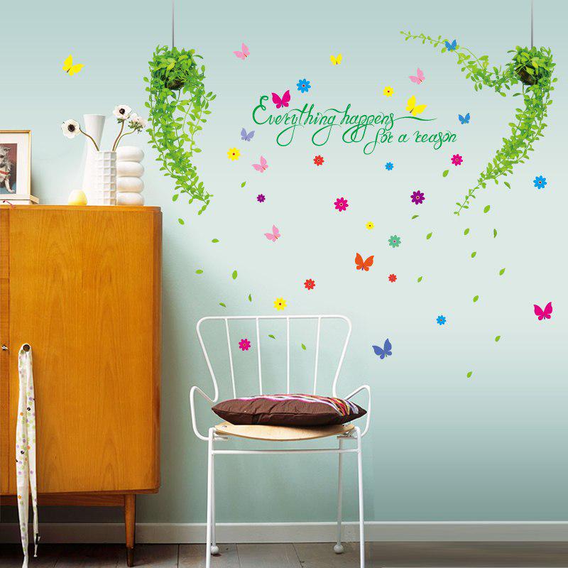 [sticker ]Green Plant Butterfly Wall Stickers Home Decor Living Room Bedroom Kitchen Children Room