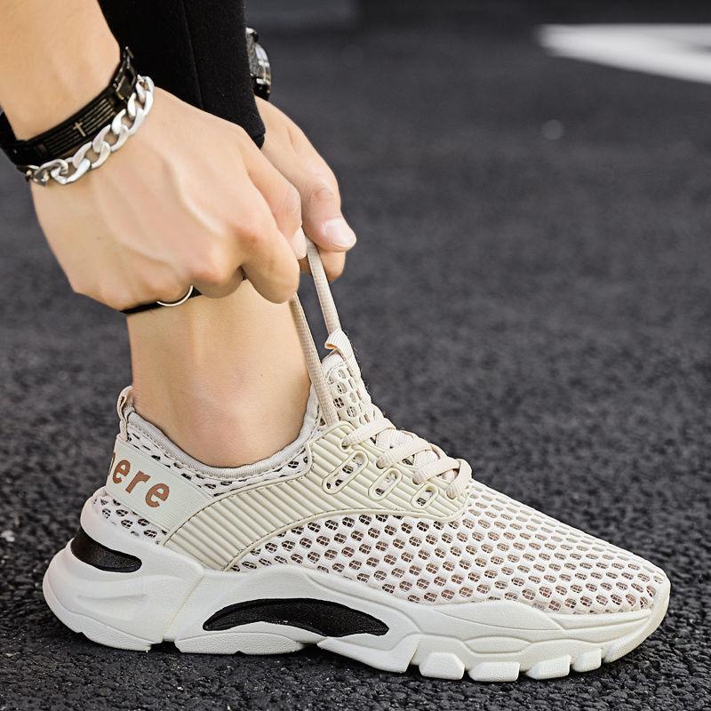 Summer Thin Sports Shoes Men's Breathable Mesh Surface Trend Casual All-match Light Running Shoes