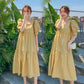 Female Simple Large Size Elegant Holiday Dress Summer High Waist Slim Vintage Gentle Solid Vacation Dress