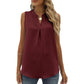 European and American Shirt Women's Spring and Summer Solid Color Chiffon Shirt Loose V-neck Pullover Sleeveless Top Vest