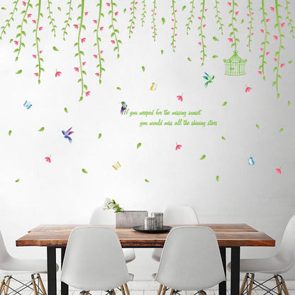 Love shade vines third generation removable wall stickers PVC transparent green leaves wallpaper
