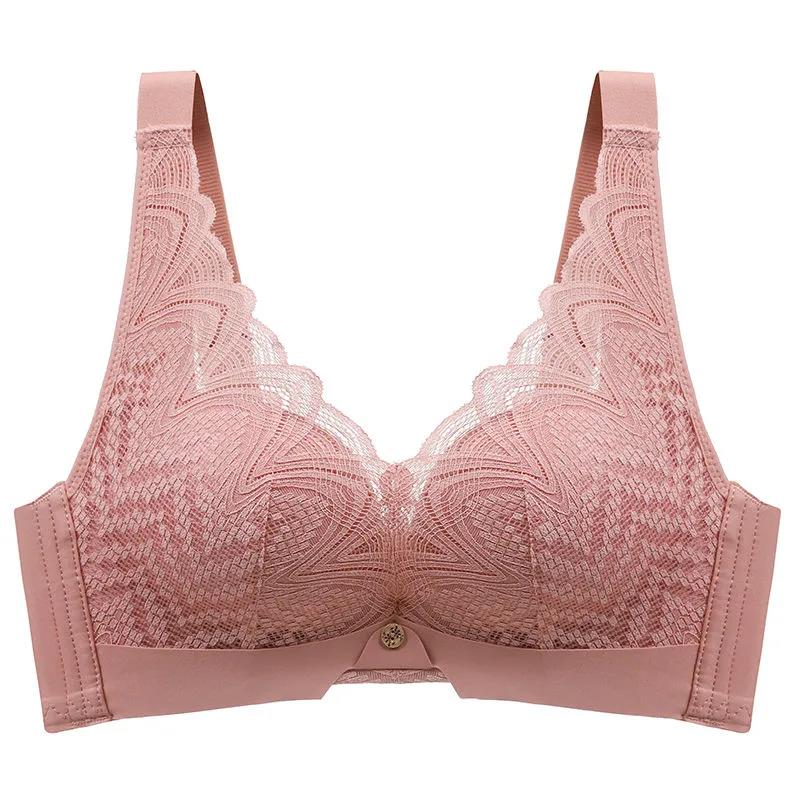 Upper Thin Lower Thick Cup No Steel Ring Gather Side Natural Support Adjustable Soft Skin-friendly Non-marking Pull Cotton Breathable Lace Sexy Bra