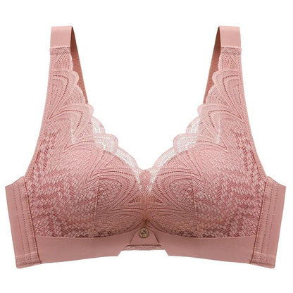 Upper Thin Lower Thick Cup No Steel Ring Gather Side Natural Support Adjustable Soft Skin-friendly Non-marking Pull Cotton Breathable Lace Sexy Bra