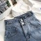 Women's Summer High Waist Single Breasted All-match Large Size Denim Straight Pants
