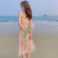 Floral Sling Dress Female Spring Summer Casual V-neck Sleeveless Mid-length Casual  Comfortable