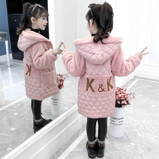 Fashion Children Winter Jacket Russia Winter Fur Fleece Jacket for Girls Kids Cotton Outerwears