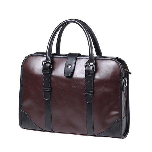 Business briefcase men crazy horse leather zipper waterproof handbag shoulder bag computer bags