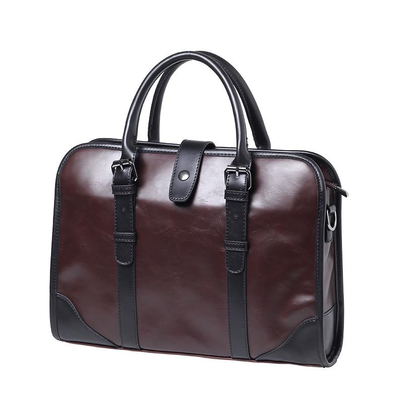 Business briefcase men crazy horse leather zipper waterproof handbag shoulder bag computer bags