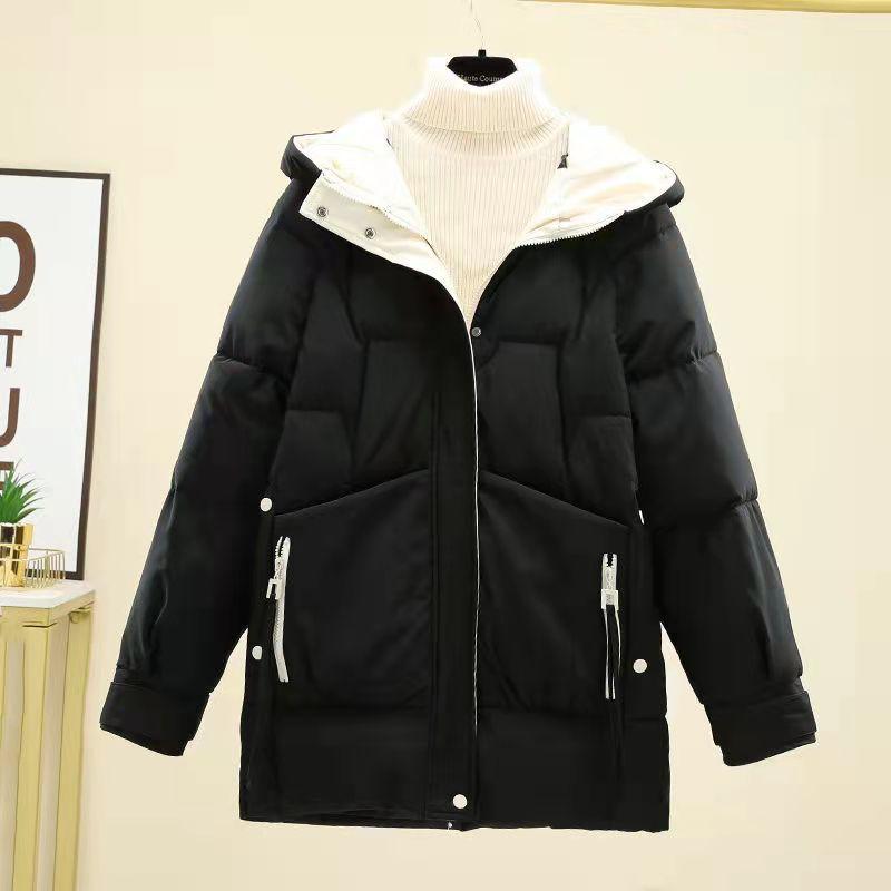 Women's Winter Loose Padded Padded Coat Mid-length Hooded Coat