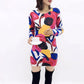 Women's Cashmere Sweater Printing Mid-length Wool Sweater  Large Size Knit Sweater Dress Women's Bottoming Dress Fall Winter