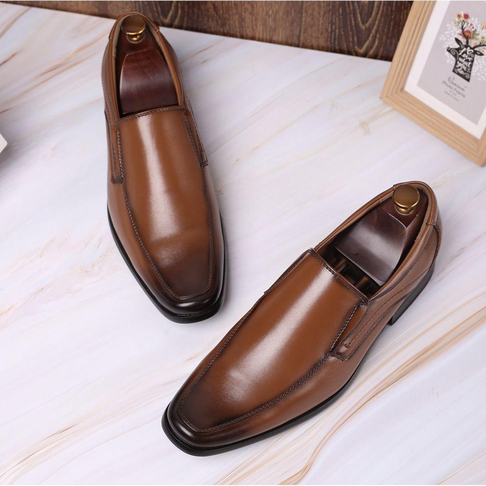 Vintage Design Men's Casual Leather Shoes High Quality Elegant Formal Wedding Casual Shoes Men Light Slip on Office Oxford