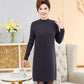 Autumn Winter Medium Long Plover Dress Pure Color Leisure Contracted Bottom Skirt Dress Middle-aged Female Sweater Dress
