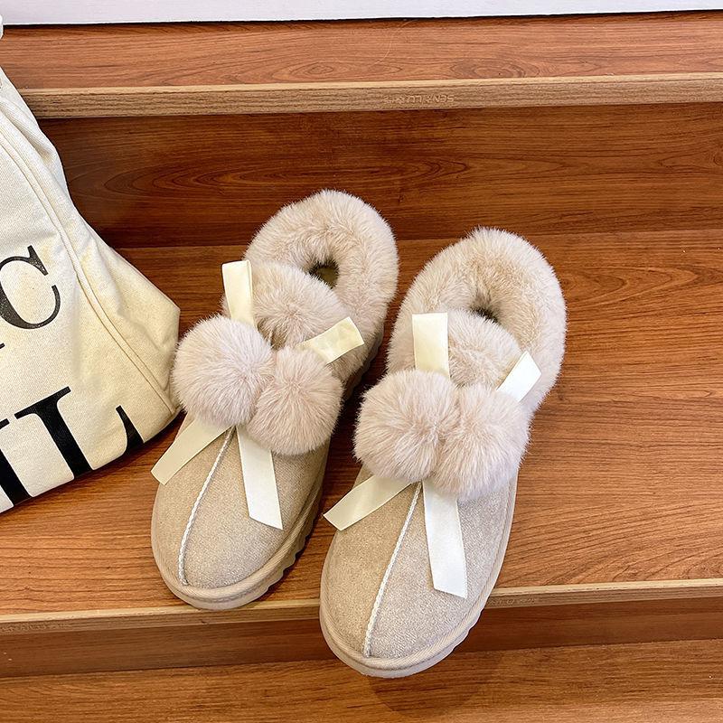 Winter Wear Cute Bread Shoes and Snow Boots Women's Thick and Velvet Warm Cotton Shoes