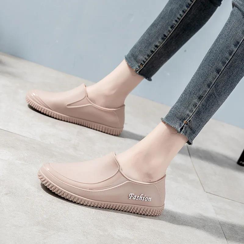 Shallow Mouth Rain Boots Women's Outer Wear Waterproof Non-slip Low-top Short Water Shoes Women's Kitchen Work Wear-resistant Rubber Shoes