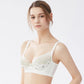 Women's Comfortable Embroidered Underwear Adjustable Bra for Big Breasts Sexy Lace Mesh Floral Gather Straps Brassiere Full Cup Pad Solid Underwear