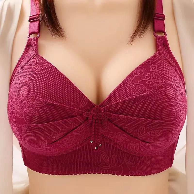 Large Size Gathers The Pair of Breasts To Prevent Sagging Bra Breathable Thin Section No Steel Ring Adjustable Soft Skin-friendly Comfortable Bra