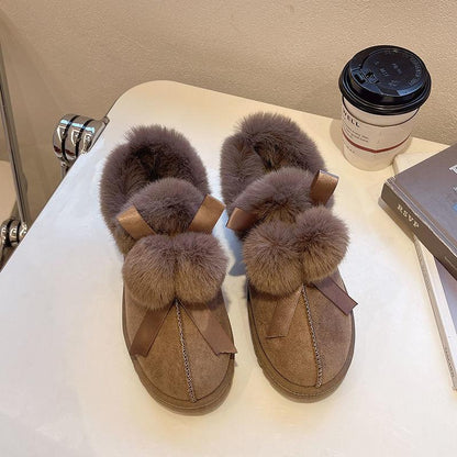 Winter Wear Cute Bread Shoes and Snow Boots Women's Thick and Velvet Warm Cotton Shoes