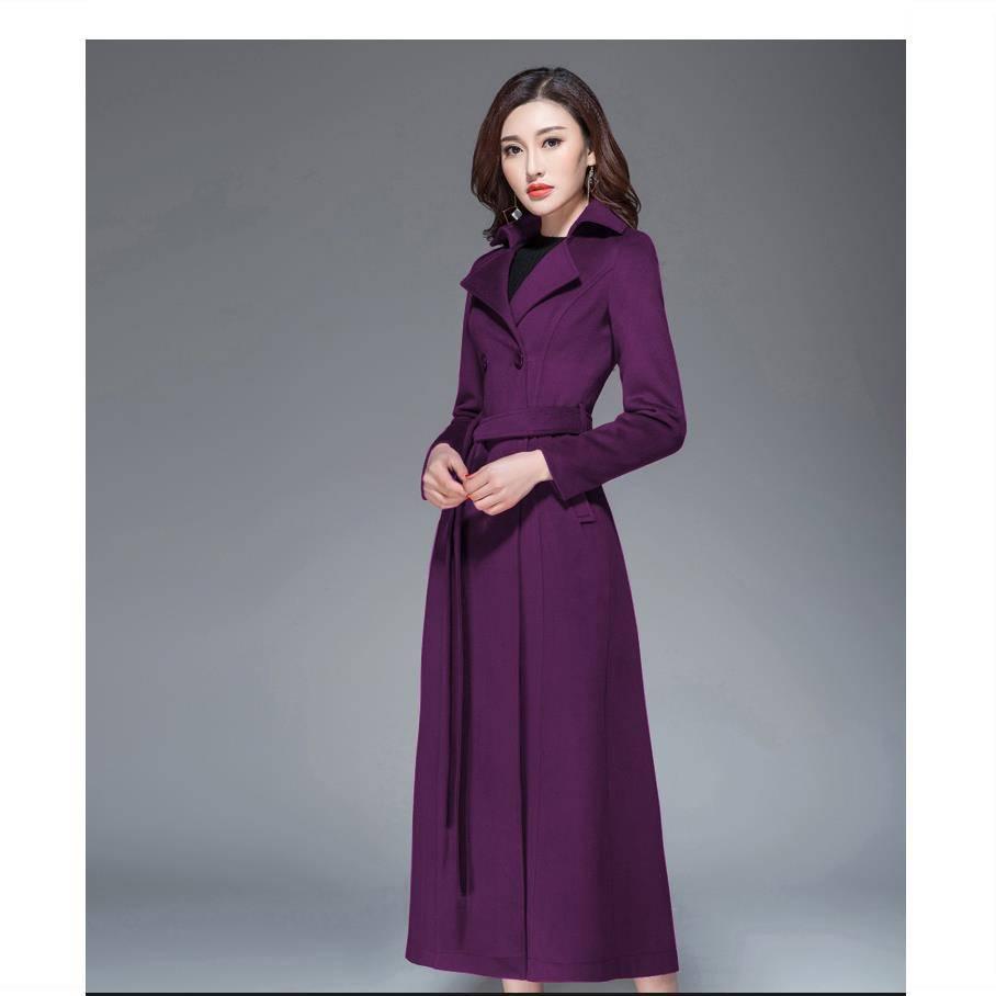 Women Wool Coat Women Slim Long Woolen Coats with Belt Winter Coat Woolen Overcoat 2019 Wool Jackets