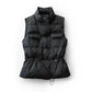 Women's Padded Down Vest Short Waist Stand-up Collar Coat White Duck Down Drawstring Pocket Waistcoat Vest Waistcoat