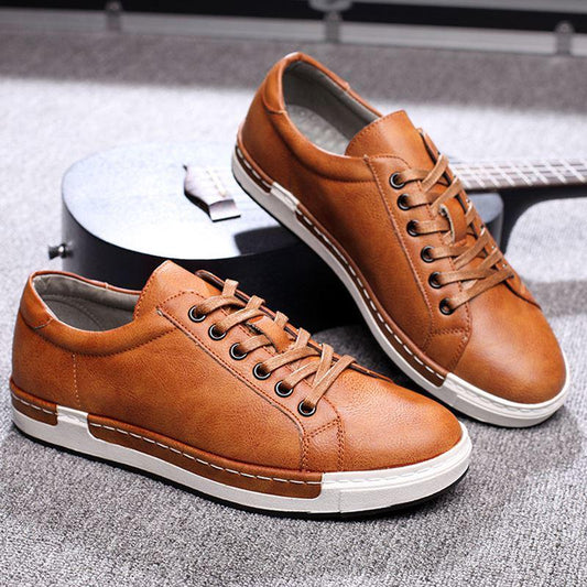 Gentleman's Luxury Leather Shoes Men Sneakers Men Trainers Lace-up Flat Driving Breatheble Shoes