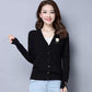 Autumn and Winter Wool Coat Cardigan V-neck Short Top Slim Knit Young Women's Sweater