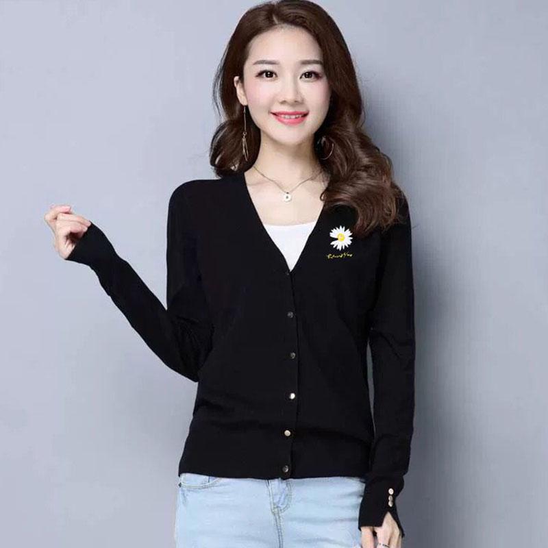 Autumn and Winter Wool Coat Cardigan V-neck Short Top Slim Knit Young Women's Sweater