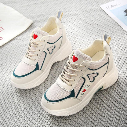 White Sneakers Women Heighten Womens Dad Shoes Casual Vulcanized Shoes Zapatos Dorados Para Mujer