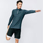 Spring and Autumn Sportswear Men's Loose Pullover Casual Running Wear Thin Half-Zip Elastic Fitness Long Sleeve Quick Drying Clothes