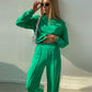 Solid Color Long-sleeved Round Neck Sweater Suit Women's Fall/winter 2021 Loose Top Wide-leg Pants