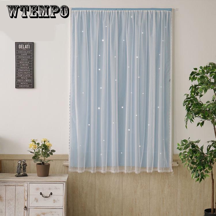 Dormitory Small Curtains Free of Punching Installation Shading Sunshade Finished Simple Curtain