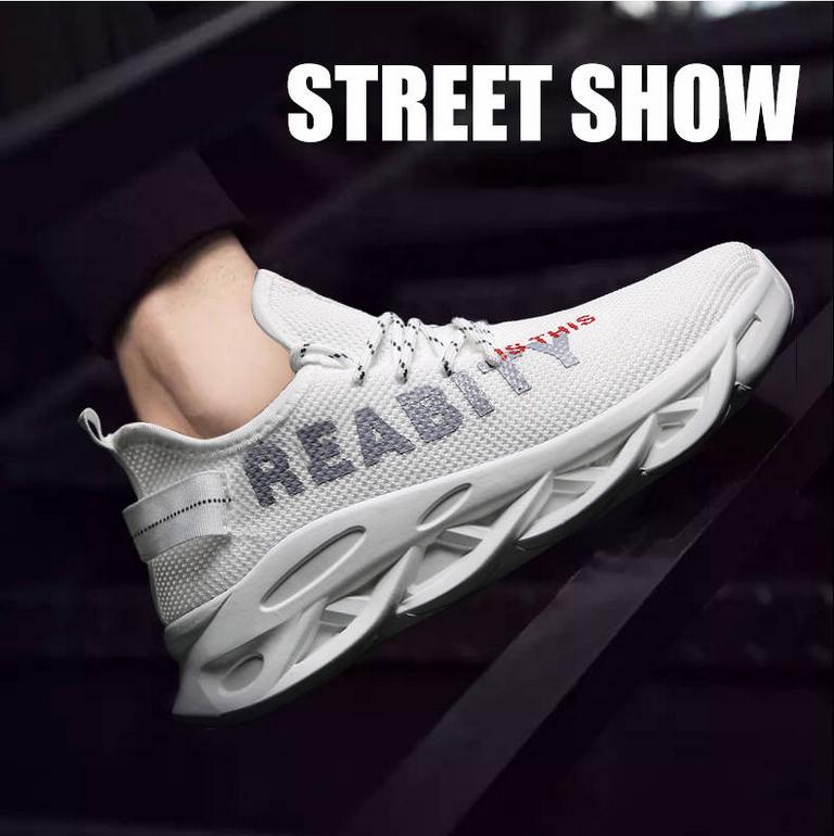 Men Running Shoes Flying Woven Sneakers Mesh Breathable Light Weight Sports Shoes Male Footwear
