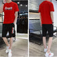 Two-piece Men's Casual Sports Suit Summer Thin Section Large Size Short-sleeved Shorts Plus Fertilizer To Increase Youth Middle-aged Clothing