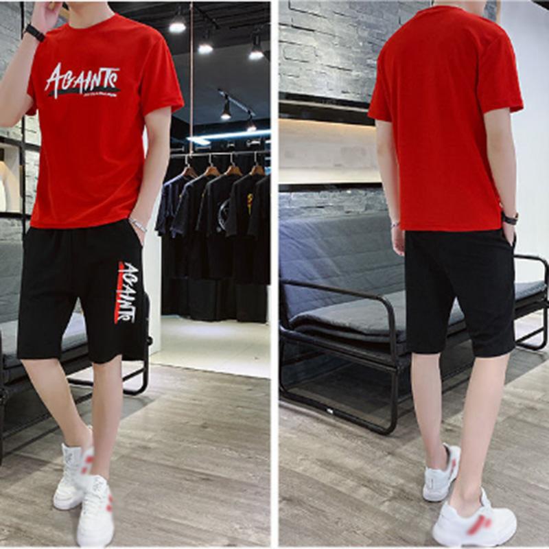 Two-piece Men's Casual Sports Suit Summer Thin Section Large Size Short-sleeved Shorts Plus Fertilizer To Increase Youth Middle-aged Clothing