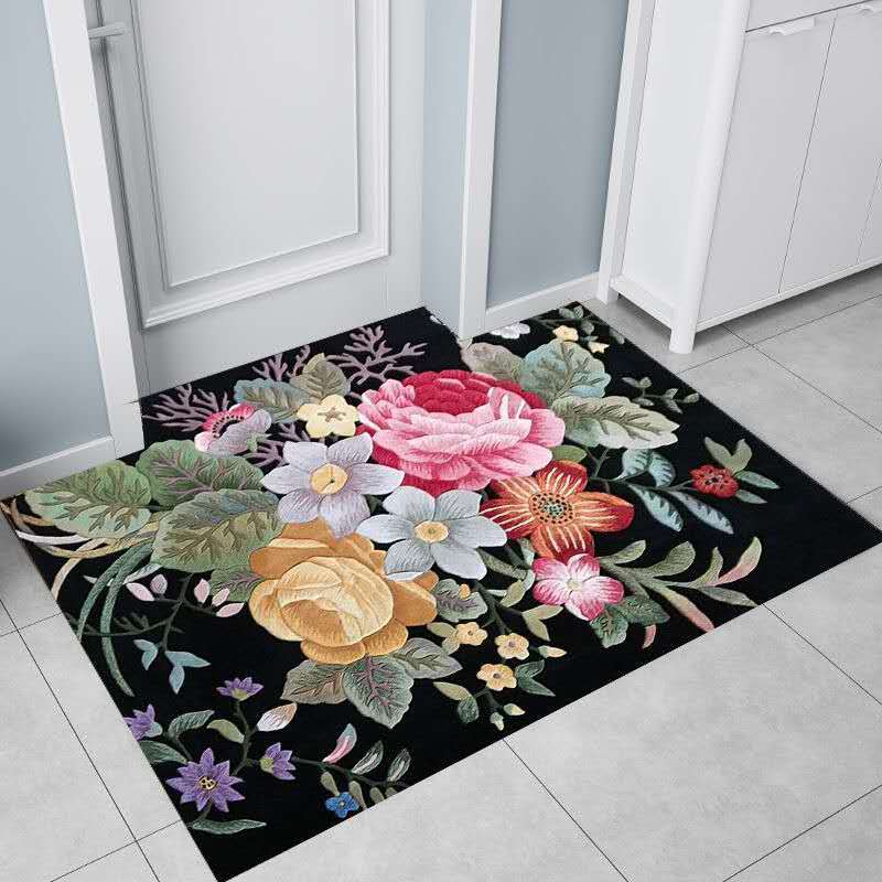 European Style Retro Floor Mats Entrance Door Entrance Living Room Dining Kitchen Non-slip Absorbent Floor Mats Custom Carpet