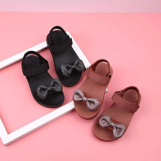 Children's Sports Sandals Girls' Sandals Summer Soft Soles Big Children's Bows Little Princess Beach Shoes