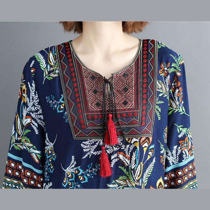 Printing  M-XXXL Printed Round Neck Dress Women Loose Plus Size Summer Polyester Short-sleeved Knee-length A-line Dress