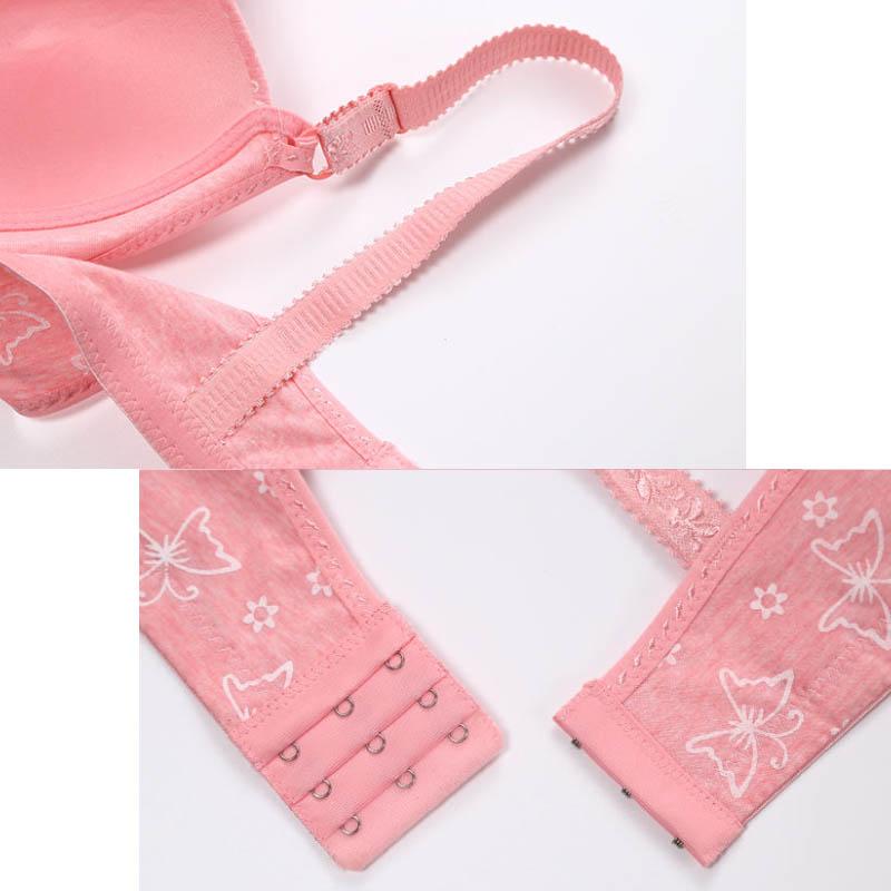 Ladies Thin Underwear Without Steel Rings Large Size Printing Soft Micro-elastic Breathable Exquisite Shoulder Strap Adjustable Push-Up Bra