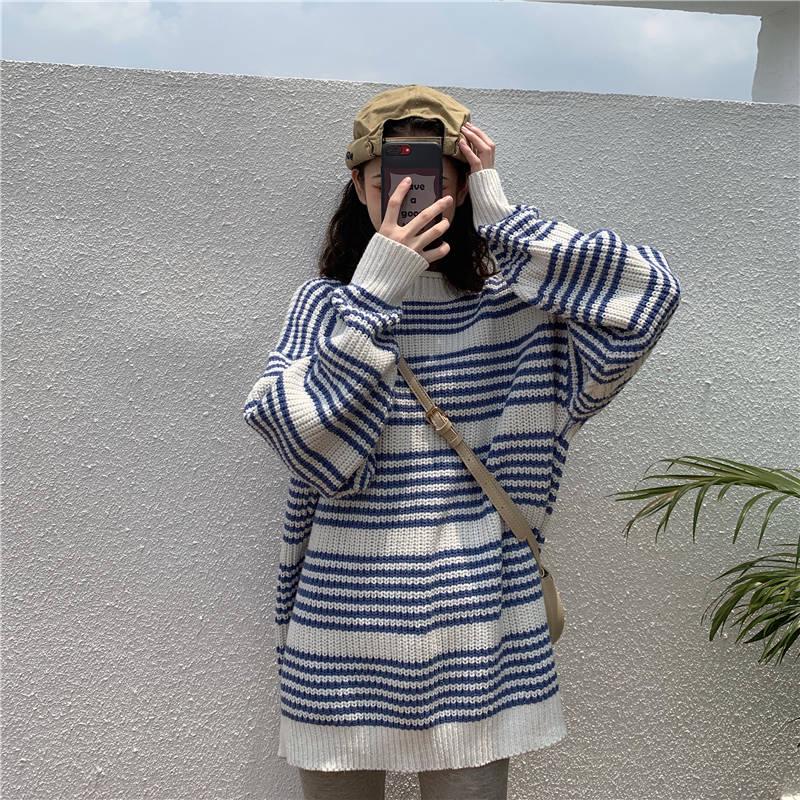 Autumn and Winter Half Turtleneck Female Students Loose Wild Was Thin Pullover Sweater Coat