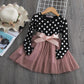 Elegant Kids Flower Girls Dresses Children Kids Floral Long Sleeve Clothing Girls Princess Tulle Dress